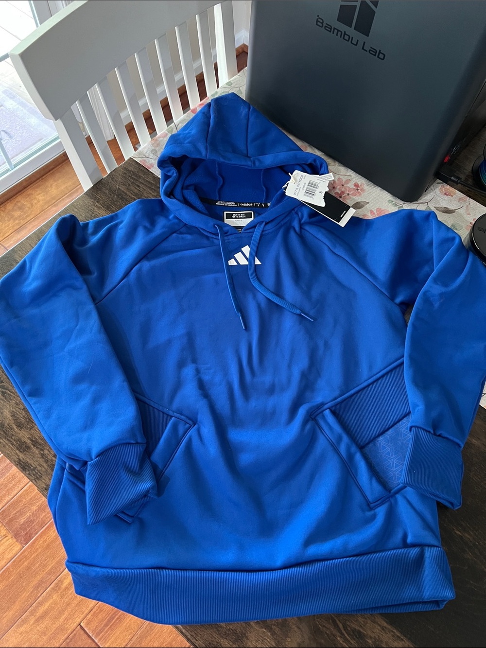 adidas Men’s Royal Blue Hooded Pullover Sweatshirt